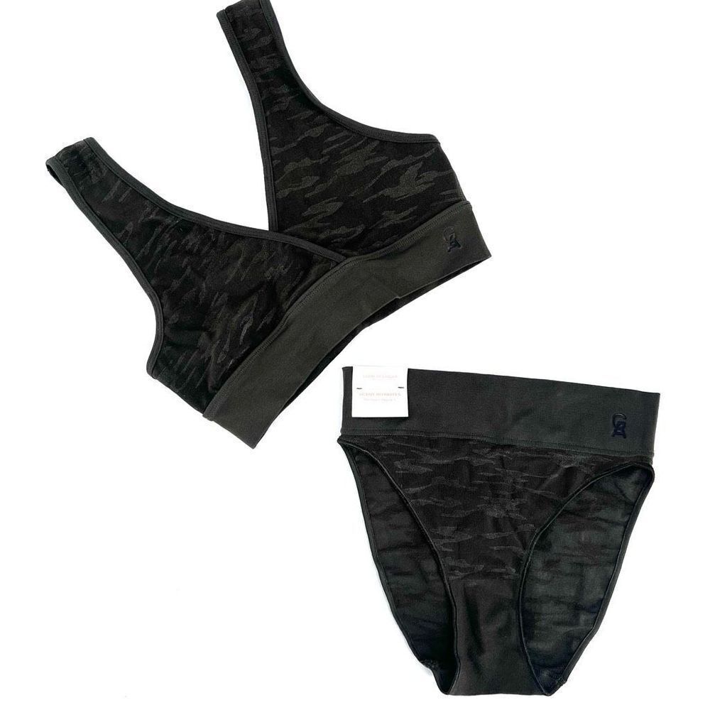 NWT Good American Women's Active Intimate Bikini Set Sports Bra Camouflage Small